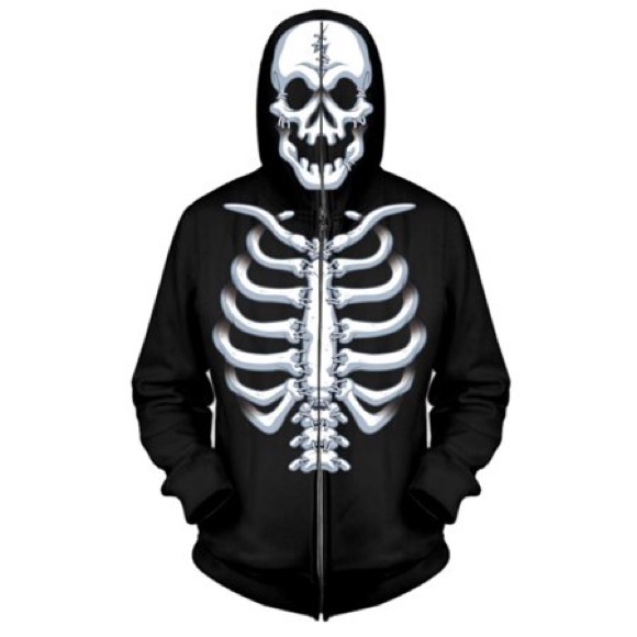 Skeleton Costume Hoodie Halloween Sweatshirt - Picture 1 of 2